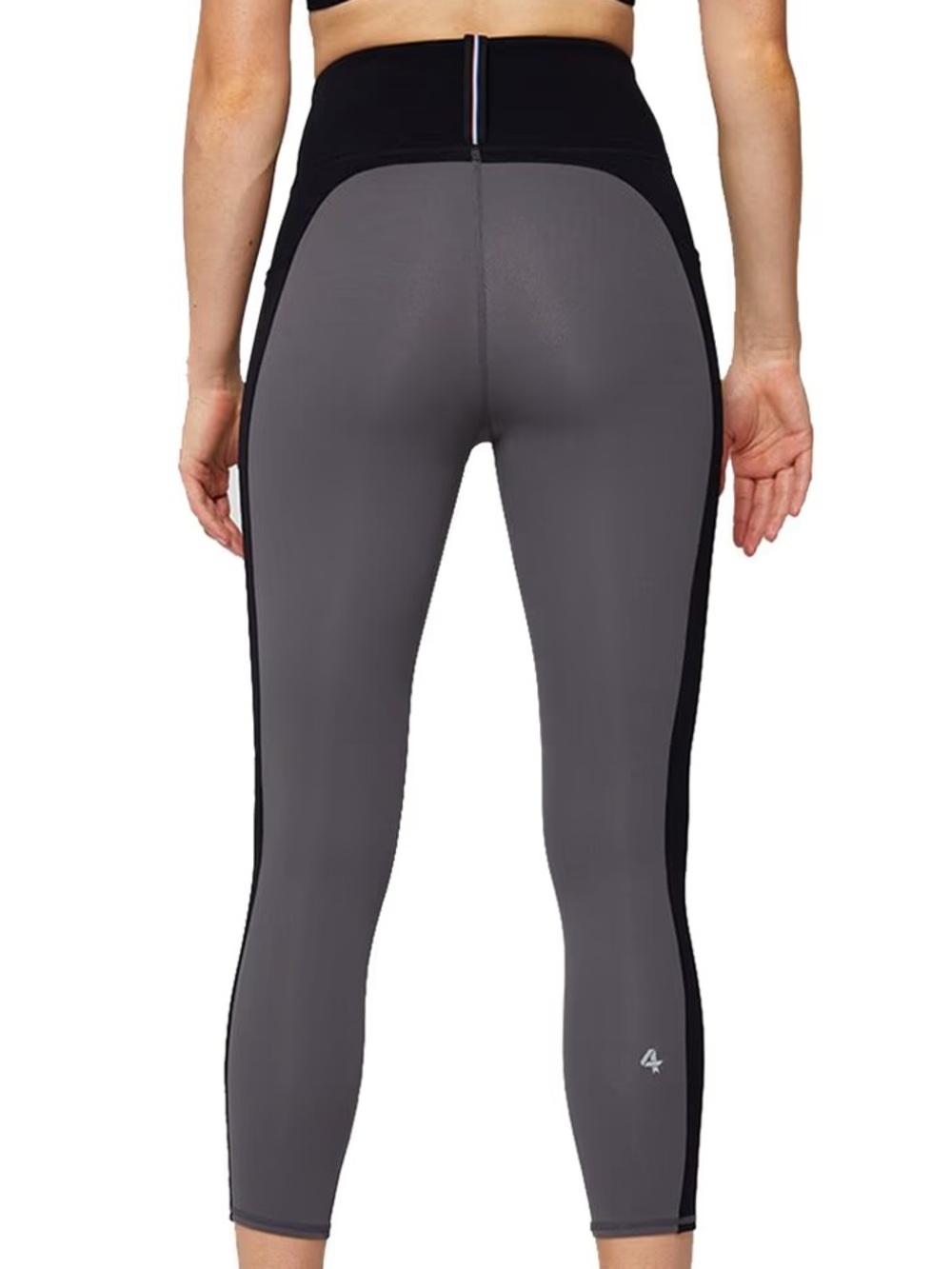 4 Fourlaps Women’s Gray and Black Color Blocked High Waisted Capri Leggings